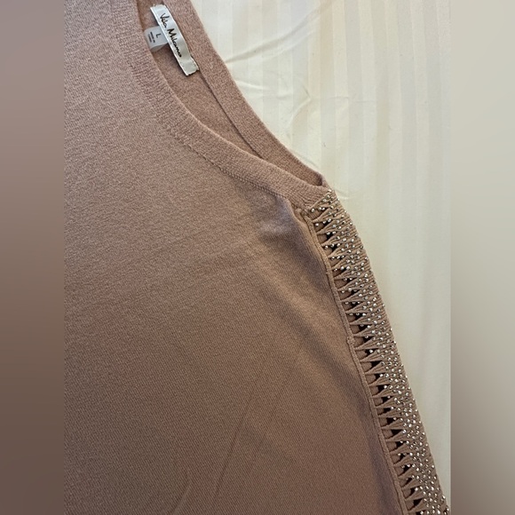 Vila Milano Tan Sweater with Beaded Embellishments Sleeve Detail - Picture 4 of 5